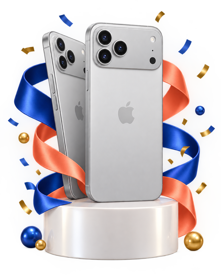 iPhone 18 Pro Max על במה עם סרטים חגיגיים